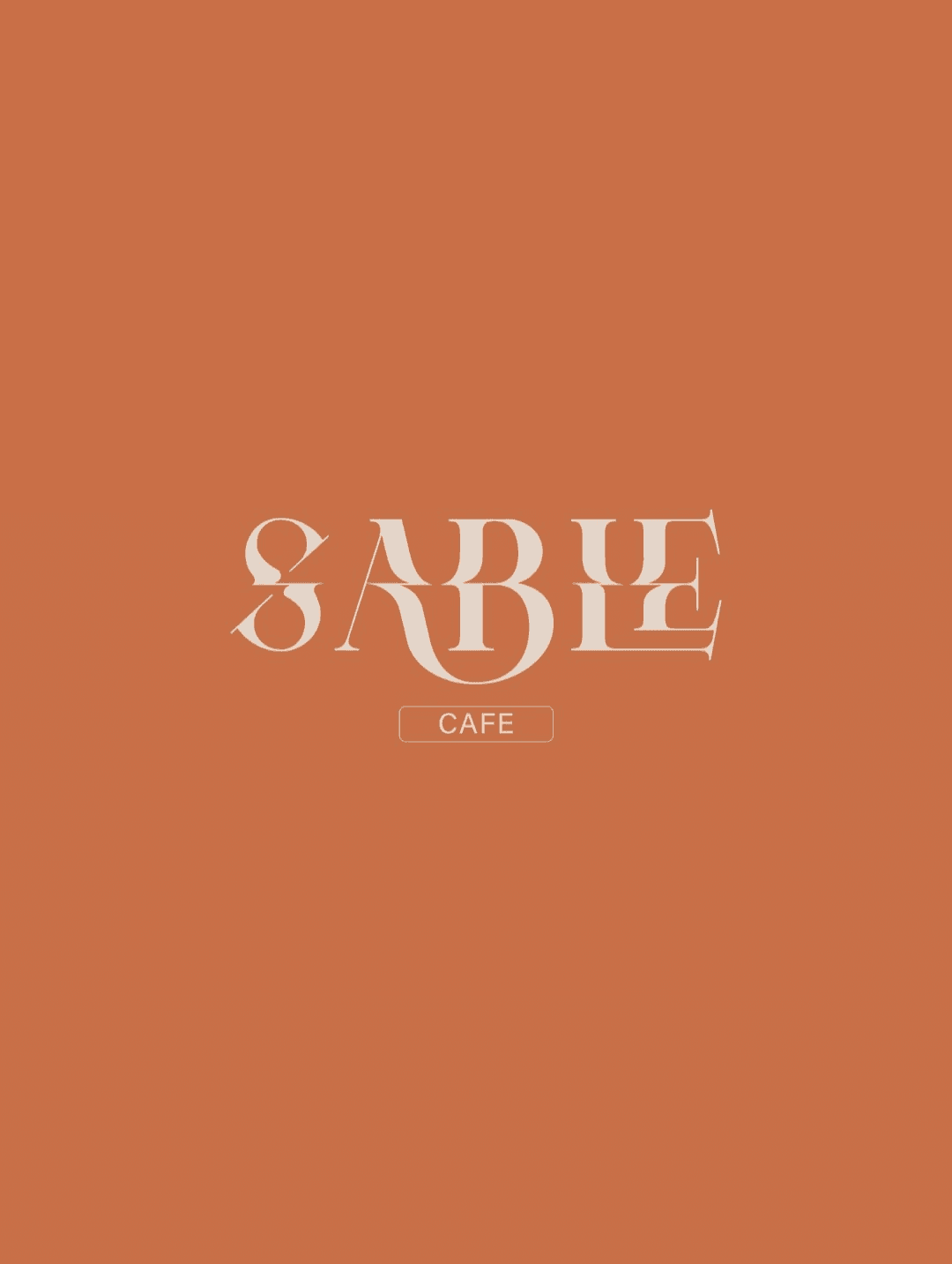 Sable Café logo on caramel background