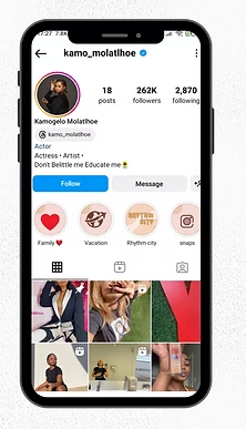 Kamo Molatlhoe verified Instagram profile